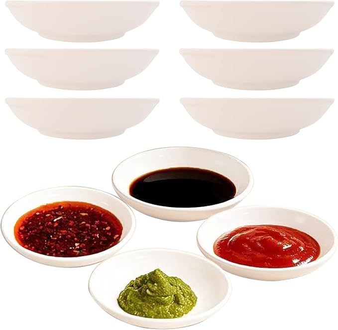 Small Ceremic Ramekins Custard Bowls, 10 Pack Mini Dipping Sauce Cups Pinch Bowl, Little Kitchen Condiment Ingredient Prep Salad Dishes, Dishwasher Microwave Freezer Safe - White