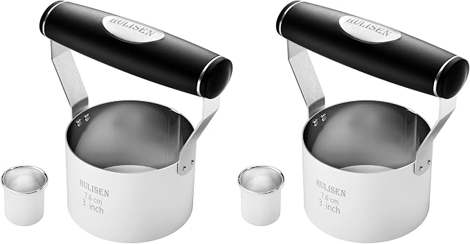 HULISEN 3 inch Biscuit Cutter, Stainless Steel Round Cookies Cutter with Soft Grip Handle, Gift Package (Pack of 2)