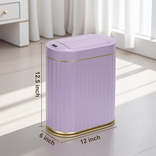 SYNCVIBE Bathroom Sensor Trash Can, 2 Gallon, Butterfly Lid, Purple | Automatic Garbage Can, IPX5 Waterproof Trash Bin, Under-Counter Wastebasket for Bedroom and Living Room