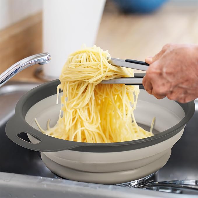 Glad Collapsible Colander Strainer - 2L | Small Pasta Drainer for Kitchen, Vegetables, and Fruit | Round Plastic Foldable Draining Basket for Easy Storage