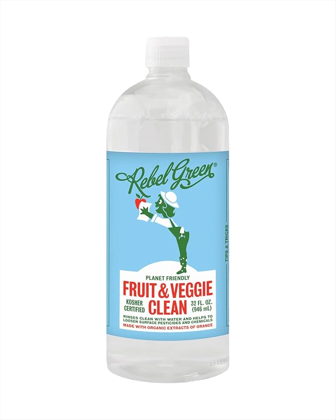 Rebel Green Fruit & Veggie Clean, Plant-Derived Produce Cleaner, Refill | Natural Fruit & Vegetable Wash, No Aftertaste, Dirt & Grime Removal, Made with Organic Extracts of Citrus, 32 fl oz, 1 Pack