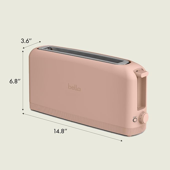 bella Fits-Anywhere™ Slim Toaster, 2 Slice Extra Long & Wide Slot, Blossom