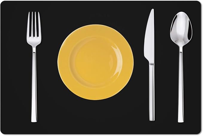 Silicone Placemats, Food-Grade Non-Slip Waterproof, Dining, Stain Resistant, Countertop Protector, Kitchen Counter Mat, Heat Resistant, Baking mat Dishwasher Safe (23.6"×15.7"-2pack, Black)
