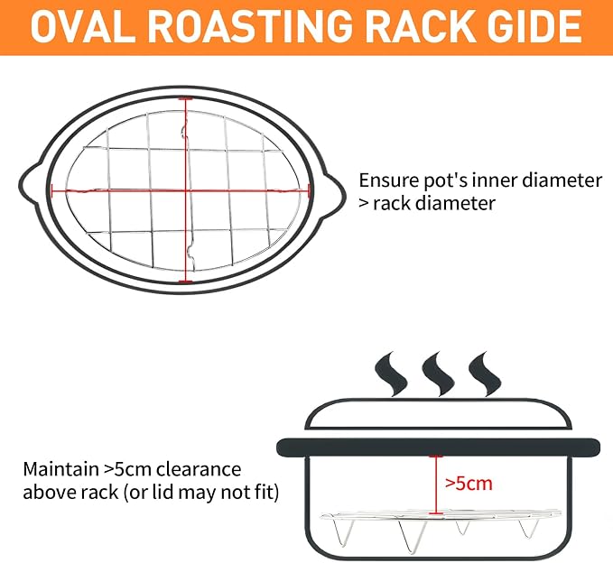 9.8 Inch Oval Cookie Cooling Rack, 304 Stainless Steel Thickened Cooling Rack, 0.8 Inch Height Heavy Duty Cookware for Baking, Cooking & Food Cooling, 1 Piece