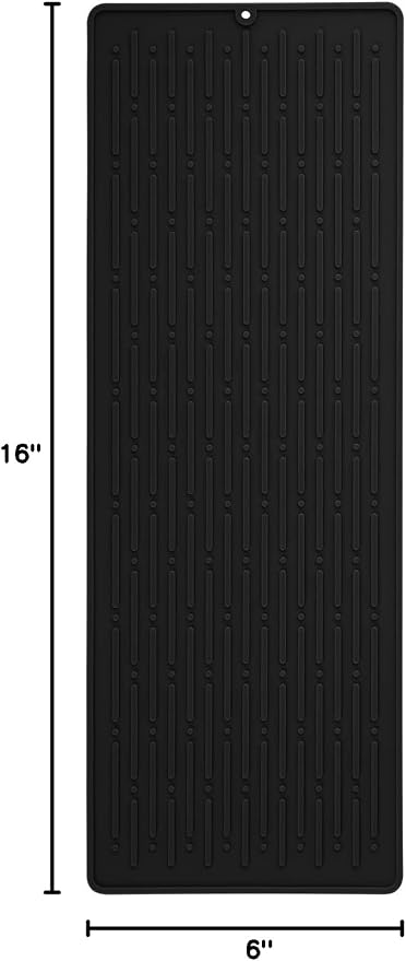 Dish Drying Mats, Heat-resistant Silicone Mat for Kitchen Counter, Non-Slip Dish Dry Mat Dishwasher Safe Large, Black