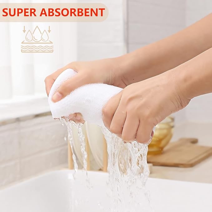 Kitinjoy 100% Cotton Waffle 4-Pack Kitchen Towels, 20" x 28", White | Super Soft, Ultra-Absorbent, Fast Drying, lightweight, Quick Drying Kitchen Hand Towels