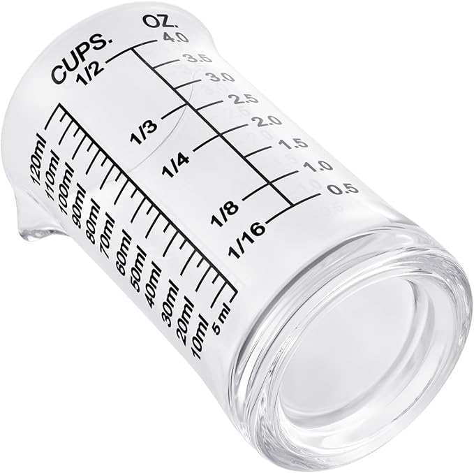 Ackers 4oz Glass Measuring Cup – Shot Glass with Ounce,Ml,Cups Markings for Kitchen & Bar(Pack of 2)