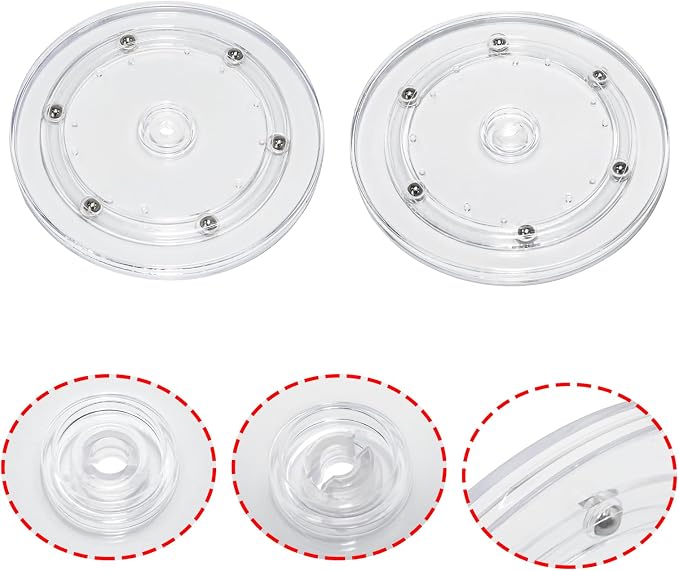 2Pcs Clear Acrylic Lazy Susan 6 Inch Turntable Organizer Bearings | Mini Lazy Susan, Small Lazy Susan Turntable, 360° Rotating Swivel Plate for Spice Rack, Cosmetic, Cake, Pantry, DIY Display