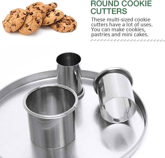 Alimat PluS 14 PCS Circle Cookie Cutters, Round Biscuit Cutter Set(Silver) | Stainless Steel Donut Cutter in Different Sizes, for Dough, Fondant, Clay
