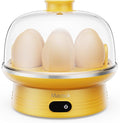 Macook Easter Rapid Egg Cooker with Touchscreen – 7-Egg Capacity, Soft/Medium/Hard-Boiled, Auto Shut-Off, BPA-Free & Dishwasher-Safe Parts, Measuring Cup Included (Yellow)