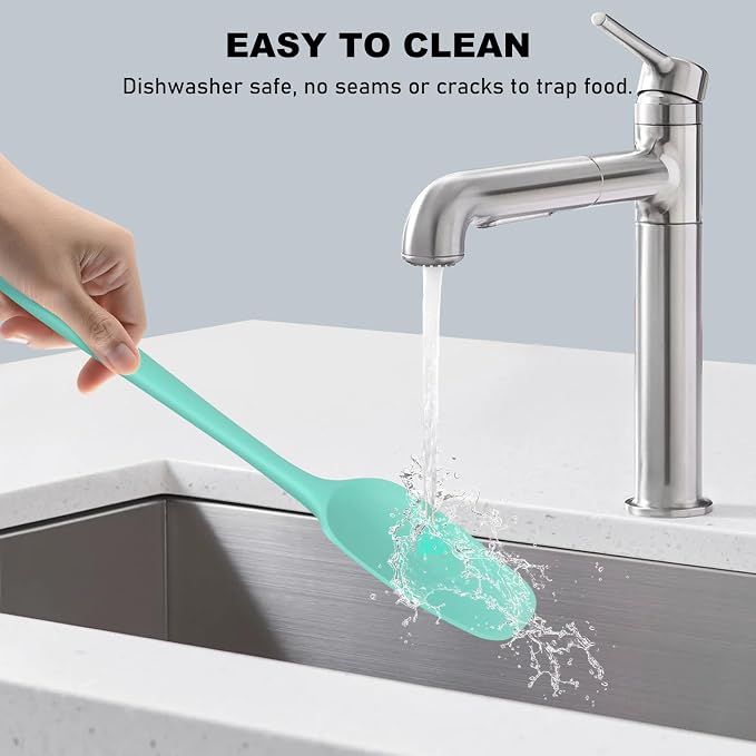 NileHome Silicone Spatula Set, 6 Pcs Food Grade Kitchen Utensils with Silicone Brush Heat Resistant Up to 600°F Dishwasher Safe BPA-Free Rubber Spatula for Scraping, Baking, Cooking, Mixing, Turquoise