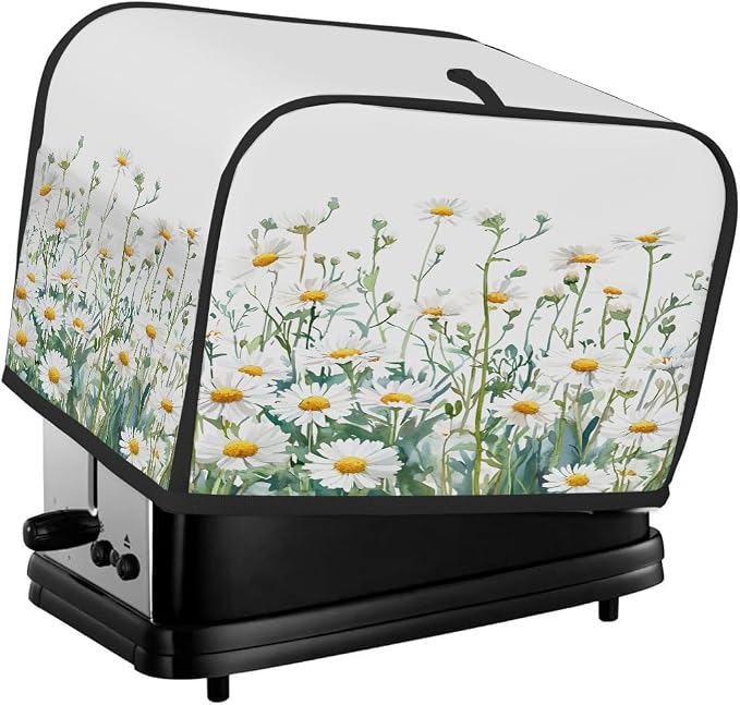2 Slice Toaster Cover Watercolor Daisy Wildflower Toaster Covers Two Slice Wide Slot Waterproof and Dustproof Covers for Wide Slot Toasters and Small Appliances Kitchen Decor Gifts