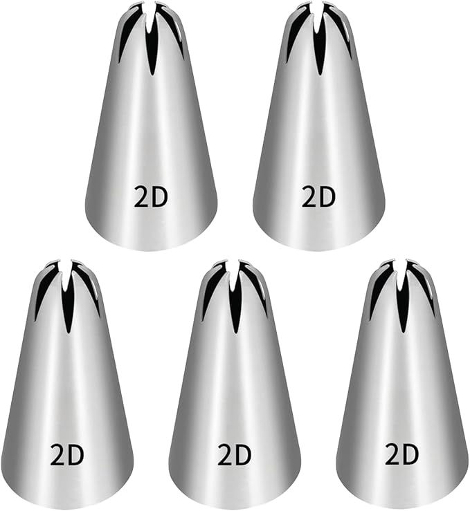 5 Pcs 2D Piping Tip,Stainless Steel | For Cookie And Cake Decorating, DIY Cream.