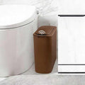 TIPGO Automatic Motion Sensor Bathroom Trash Can with Lid, 2.6 Gallon Touchless Trash Bin, Smart Garbage Can Plastic Slim Wastebasket for Bedroom, Office, Dorm (Brown)