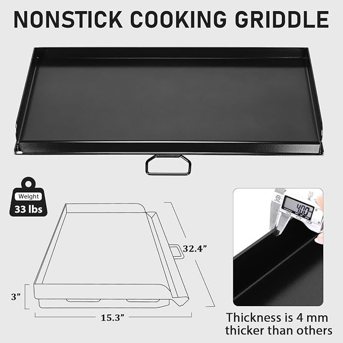 Utheer 32 x 14 Ceramic Cast Iron Griddle for Camp Chef 2 Burner Stove | For Camp Chef 2 Burner Stove Fits SG60 EX60 DB60 YK60 Double Burner Stove, Ceramic Griddle, Oven-Safe Up to 500°F