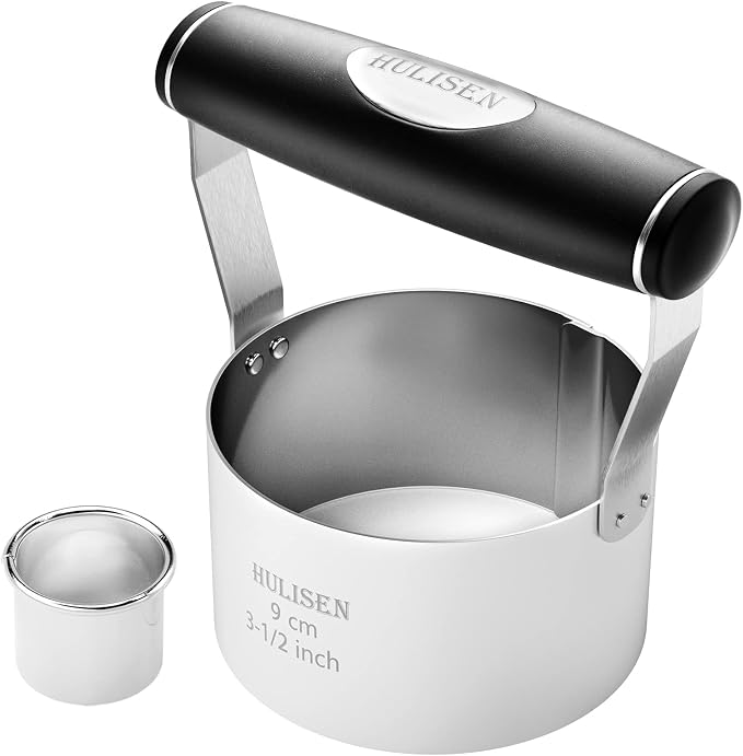HULISEN 3.5 inch Biscuit Cutter, Stainless Steel Cookie Cutter with Handle | Round, Ergonomic Rubber Grip, Extra 1 inch Cutter Included, Dishwasher Safe, Baking Beginner Friendly, Gift-Ready Packaging