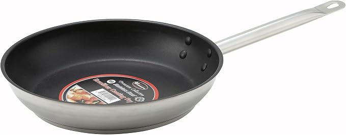 Winco 8" Stainless Steel Fry Pan, Non-Stick | Dishwasher safe, Induction compatible, Great for Sauteing, Searing, Frying and Restaurant Kitchens