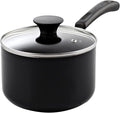 Cook N Home Basic 2 Quart Nonstick Saucepan with Glass Lid, Small Non Stick Aluminum Sauce Pan, Multi-Purpose Milk Chocolate Cooking Pot with Stay-Cool Handle, Black