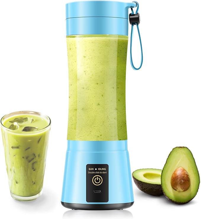 Mini Personal Smoothie Blender - 12oz Portable Blender in Travel | Portable Blender with Lightweight & Leak-Proof, 6 Steel Blades, Easy Clean, BPA-Free, Freshly Squeezed in Sports/Office/Gym