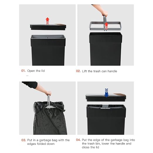 BestOffice 13 Gallon Kitchen Trash Can, Touchless Automatic Lid, Black | Plastic, Hands-free disposal, Odor Control, ,Wipe-clean surface,50Liter for Kitchen, Office, Indoor Use