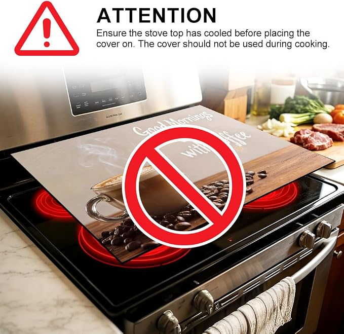 Good Morning Coffee Latte Stove Top Cover 28.35x20.47in Kitchen | Good morning coffee latte stove top cover 28.35x20.47 in; cozy kitchen cooktop mat dishwasher safe machine washable