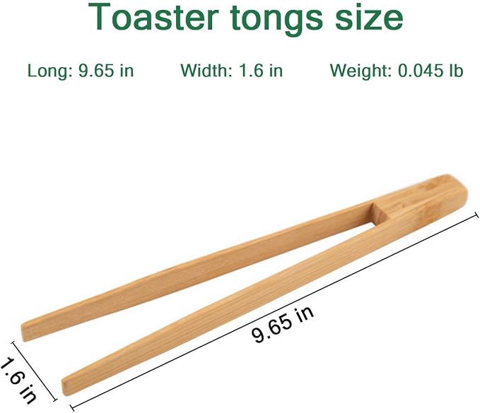 Toaster tongs, toast tongs, Made of pure natural bamboo, no paint coating, strong grip (2pcs)