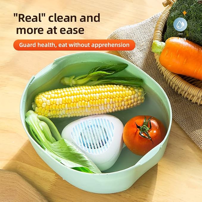 Portable Fruit and Vegetable Washer, Wireless Produce Cleaner with OH-ion | Rechargeable ABS Fruit Washer with 10-Min Auto Cycle, Portable Veggie Cleaner for Kitchen, Camping, Travel and RV