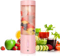 Portable Juicer Blender, USB Rechargeable Smoothie Maker with 6 Upgraded Blades and 4000mAh Battery, 450ml/15oz Capacity, Ideal for Smoothies, Protein Shakes, Travel and Office (Pink)