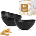 Plastic Bowls 26 OZ, Unbreakable Wheat Straw Bowl 4 PCS, Microwave and Dishwasher Safe Oval Bowls for Serving, Dinner, Lightweight Kitchen Bowl for Soup, Cereal, Fruit - Black