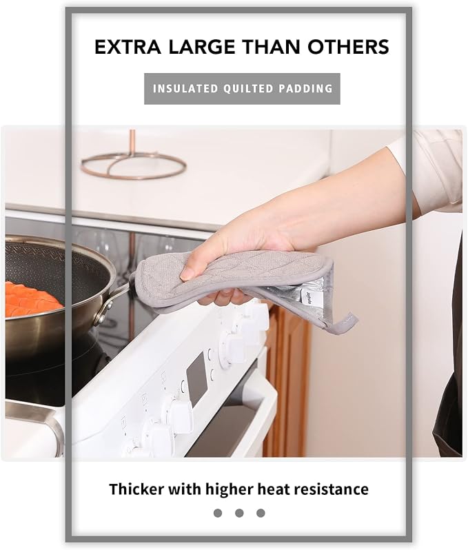 Joyhalo 4 Pack Pot Holders for Kitchen Clearance | Cotton Oven Holder with Great Heat Resistance, Potholders Sets for Kitchen, Countertops, Hot Pots and Pans, Grey