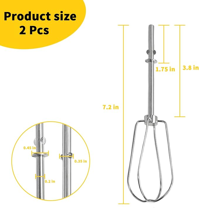 Hand Mixer Beater for KitchenAid 2 Pack | replacement beaters Compatible with W10490648, KHM2B, AP5644233, PS4082859 Parts