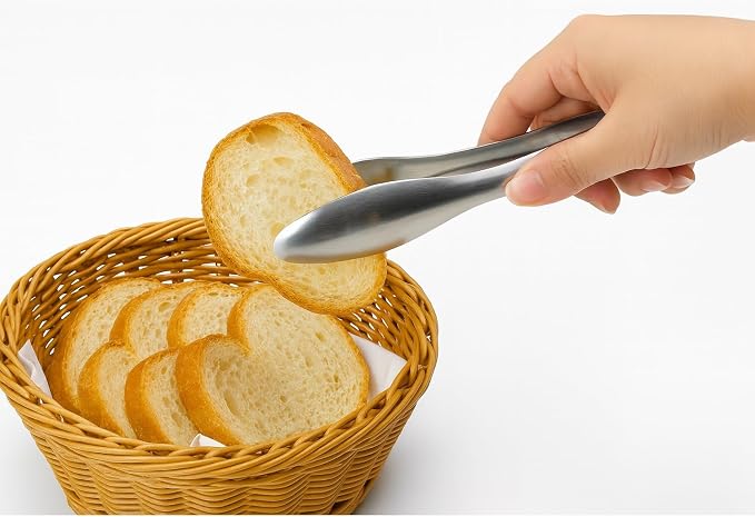 Premium Stainless Steel Serving Tongs (6'' Small)