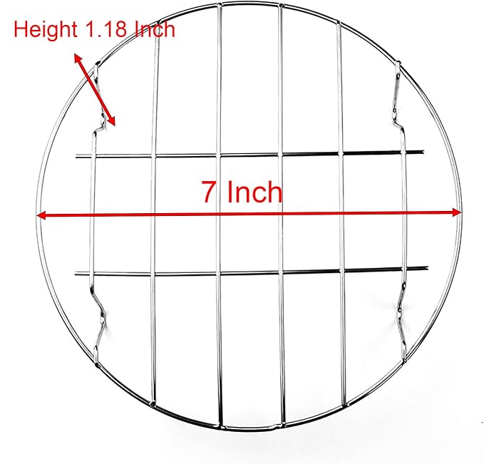 Steaming Rack, 2 Pack 7 Inch Round Food Grade Stainless Steel Steamer Plate for Food Steaming, Cooling and Roasting Cooking in Kitchen and Outdoors (18 cm)