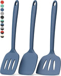 Coukre 3 Pack Silicone Spatula Set, Heat Resistant to 500°F, BPA-Free | Fish Spatula, Solid & Slotted Turners, Dishwasher Safe, Spatula Set for Eggs, Pancakes, Fish & Burgers, PureDarkBlue