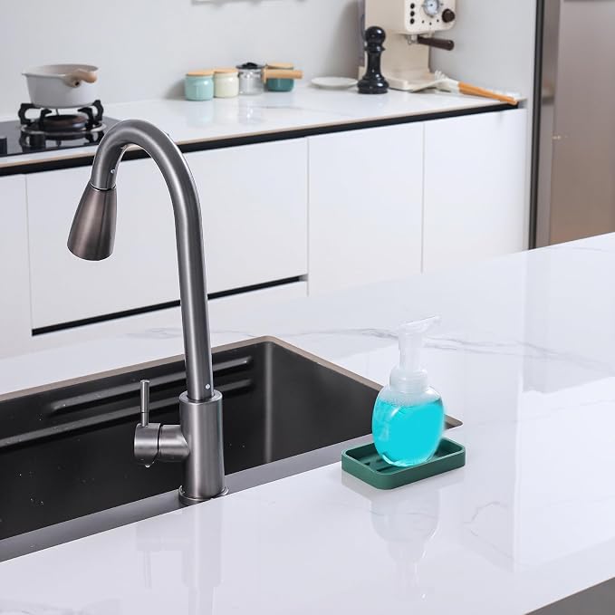 MicoYang Silicone Kitchen Sink Organizer Tray for Multiple Usage,Easy Clean Sponges Holder for Kitchen Bathroom Counter or Sink,Dish Soap Dispenser,Scrubber,Bottle,Cup Green 4.9”x 3.2”