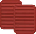 Silicone Trivets Mats Set, Hot Pad for Dishes and Pots, Hot Mats for Countertops, Silicon Tables Mats Pot Holders, Spoon Rest Set of 2 (Wine Red)