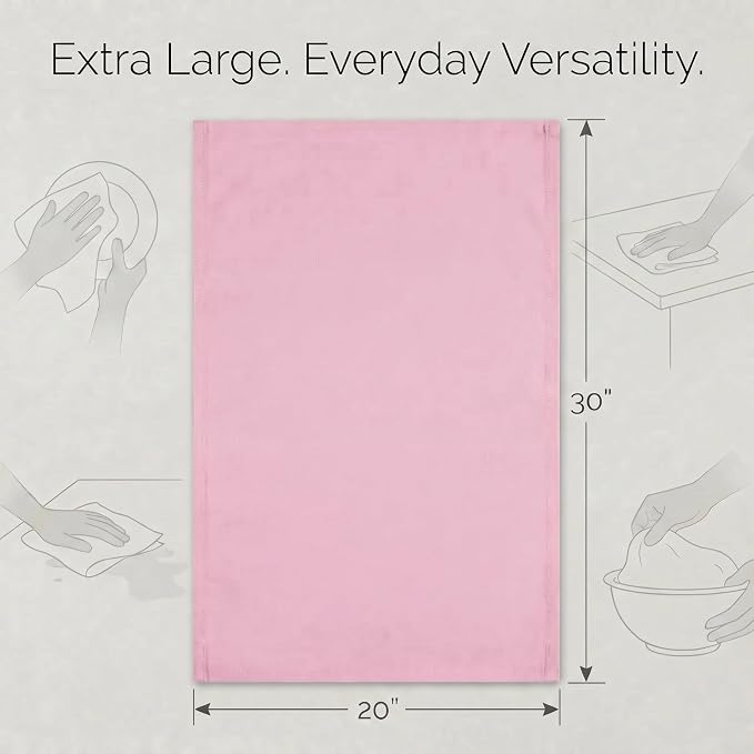 Urban Villa Kitchen Towels Cotton Dish Towels 20”x30” (Set of 6) Pink