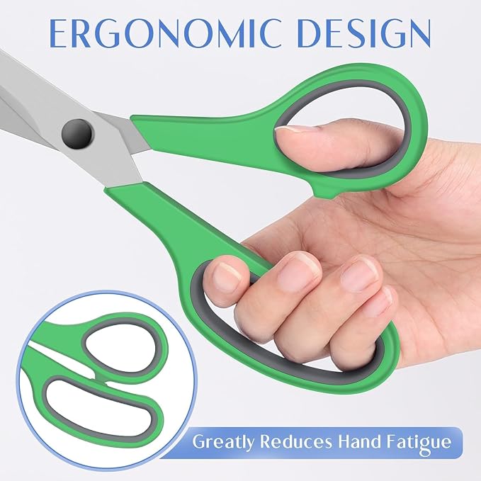 Scissors, Set of 6 EEKEDO Scissors All Purpose 8" for Office Home Craft Sewing Fabric Teacher School Supplies, Right/Left Handed, Soft-Grip Handles, Sharp Blade