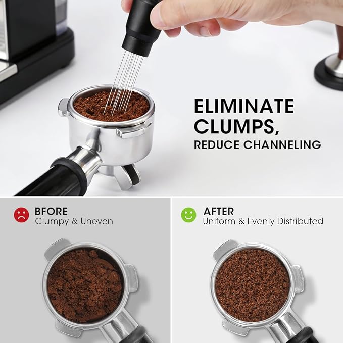 Aieve WDT Tool Espresso, Magnetic Coffee Distribution Tool Compatible with Ninja Luxe Cafe, 10 Needle Coffee Stirrer for Breville Barista Espresso Accessories (Magnetic & Adhesive Mount)