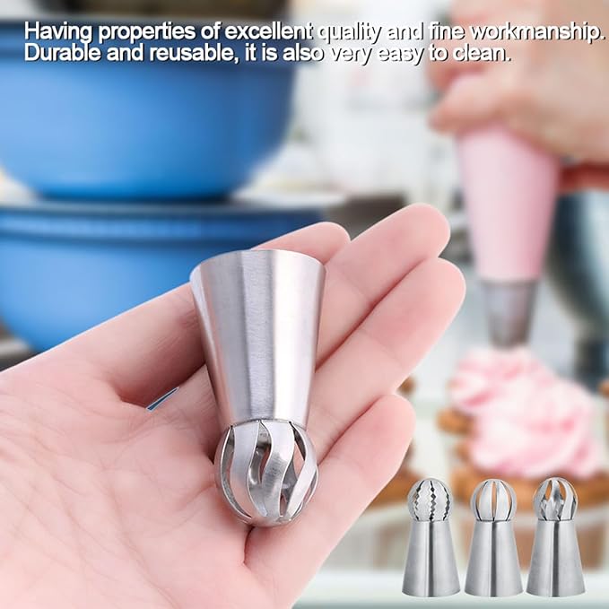 Russian Ball Piping Tips Set with Bags, Cake Frosting Flower Decorating Kit