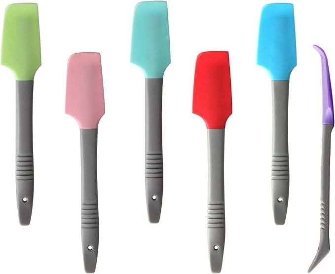 Silicone Mini Small Spatula, Curved Kitchen Can Jar Spatula | For Wet Canned Pet Food, Cooking Baking Frosting Scraping Mixing, Epoxy Resin Crafting