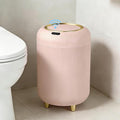 URALFA Motion Sensor Trah Can Bathroom, Automatic Pink Trash Can with Lid | 3 Gal Touchless Bathroom Garbage Can with Lid, Smart Trash Bin for Bedroom, Office, Restroom, Removable Legs, Pink and Gold