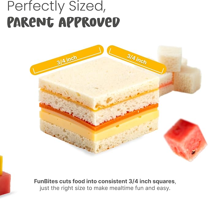 Sandwich Cutter for Kids Lunch, Crustless Bento 2-Pc Set, 1 Pack | Yellow Squares food cutter for toddlers, bite-size uncrustable shapes, bento lunch accessory, BPA-free, dishwasher safe