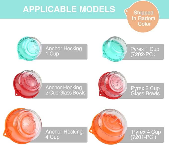 SOPHICO Round Silicone Lids Replacement for Pyrex/Anchor Hocking Glass 6Pk | Food Grade Silicone, Leakproof、Airtight Lids, Dishwasher Microwave Safe