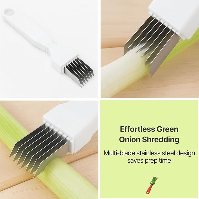 4-Pack Green Onion Shredder, Japanese Negi Cutter Vegetable Slicer with Stainless Steel Multi-Blade, Herb & Scallion Cutter Tool for Garnish, Ramen, Salad & Kitchen Prep