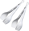 MSY BIGSUNNY 9 Inch Serving Tongs, Stainless Steel Metal Tongs for Cooking, Barbecue, Grilling, Buffet - Set of 2, Silver