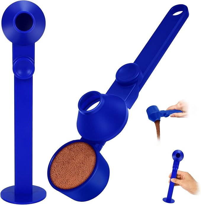 Coffee Scoop & Funnel for Reusable K Cup, 2Pcs Tamper, 2Tbsp Dose for Pods | 2 Unique Models A&B, Mess-Free Anti-Spill Design, Sliding Leveler, Comfort Long Ergonomic Handle