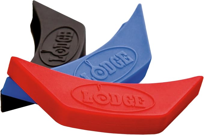 Lodge Silicone Assist Handle Holder - Dishwasher Safe Hot Handle Holder Designed for Traditional Lodge Cast Iron Dual-Handle Products - Reusable Heat Protection Up to 450° - Red,(Pack of 12)