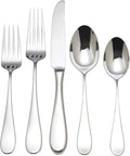 Reed & Barton Dalton 5Pc Flatware Place Setting, 5 Piece, Silver | silver, dishwasher safe | includes knives, forks, and spoons | heavy duty, cutlery set for kitchen and dining, utensil set