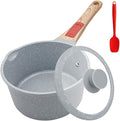 AIKENBBKK 1.5 Quart Ceramic Nonstick Saucepan with Lid, Small Sauce Pot with Pour Spouts for Multipurpose Use, milk Pan with Detachable Handle, Oven Safe, Blue